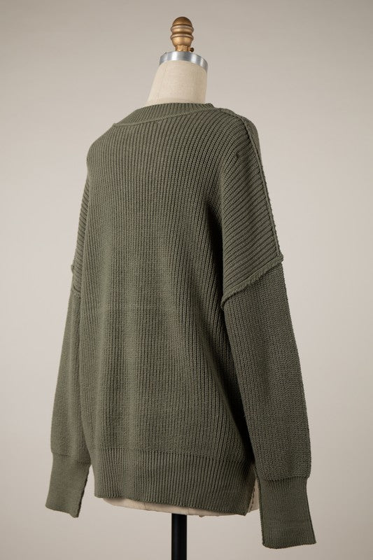 Sage Oversized Ribbed Sweater