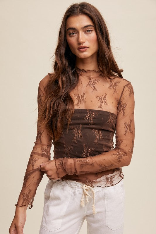 Mocha Lace Top