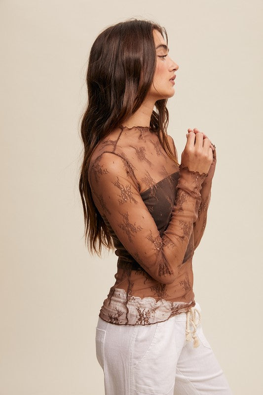 Mocha Lace Top