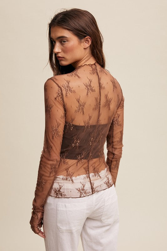 Mocha Lace Top