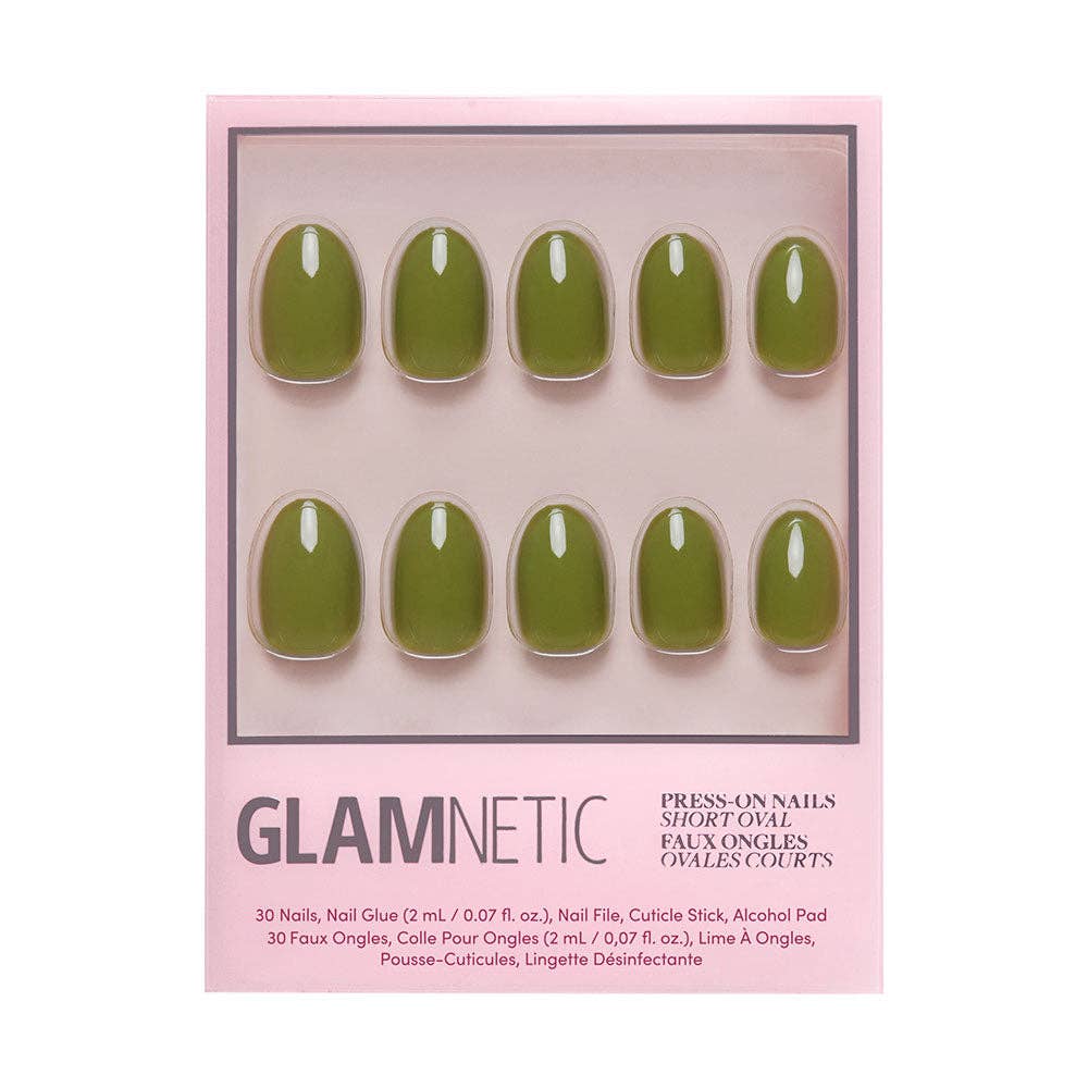 Moss Green Press-On Nails | Fall Solids | Short Oval