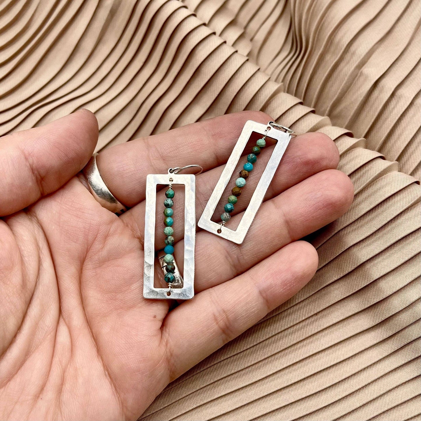 Handmade Ocean Earrings: Silver Finish