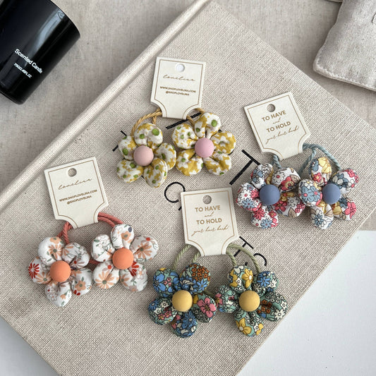 Kids Gingham Flower Hair Ties