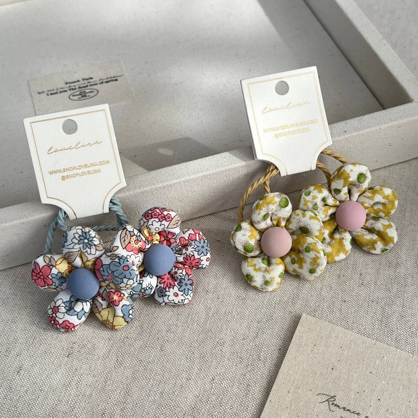 Kids Gingham Flower Hair Ties