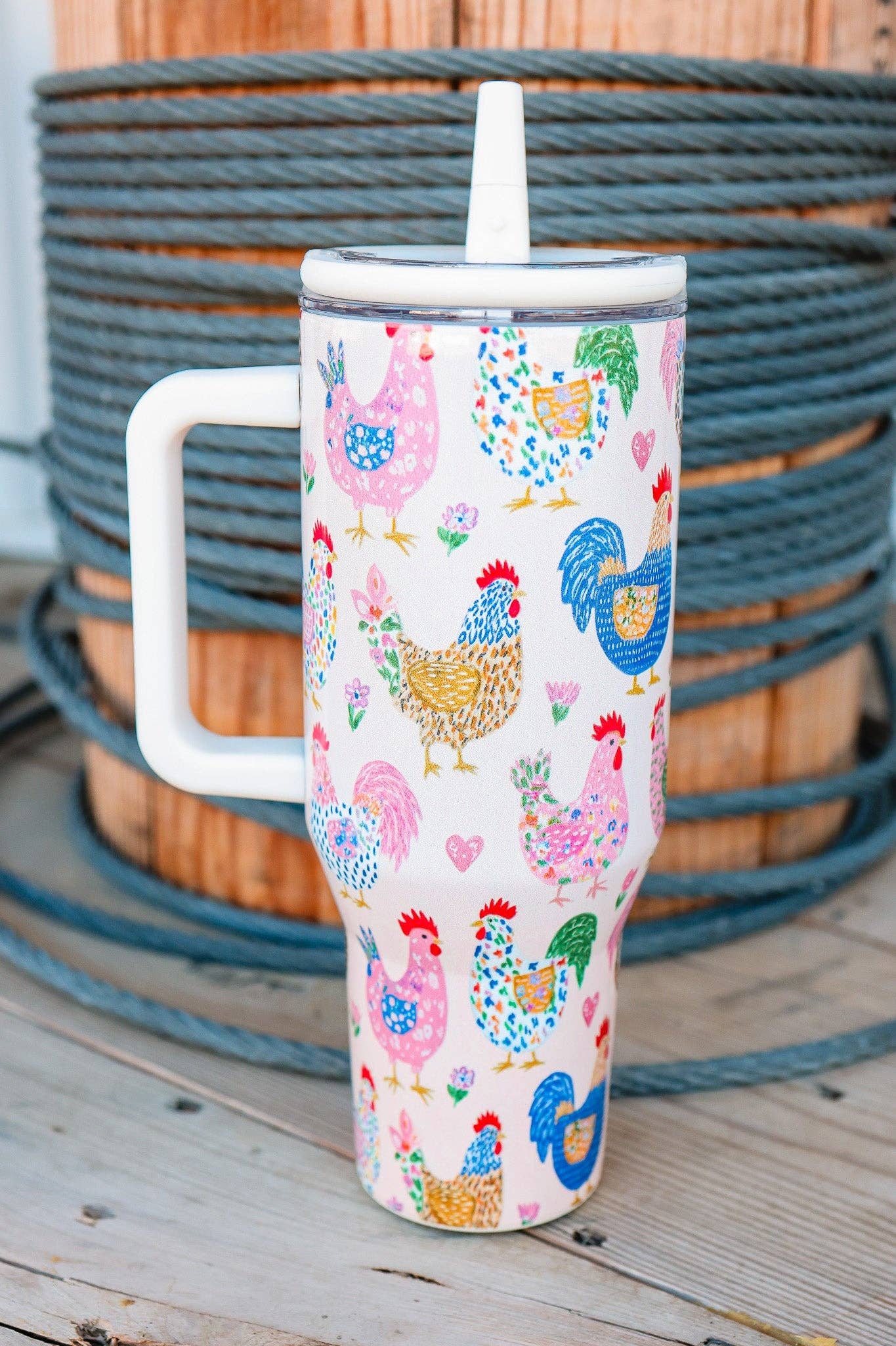 The Hydrate+ 40oz Tumbler - Fiesta Chickens