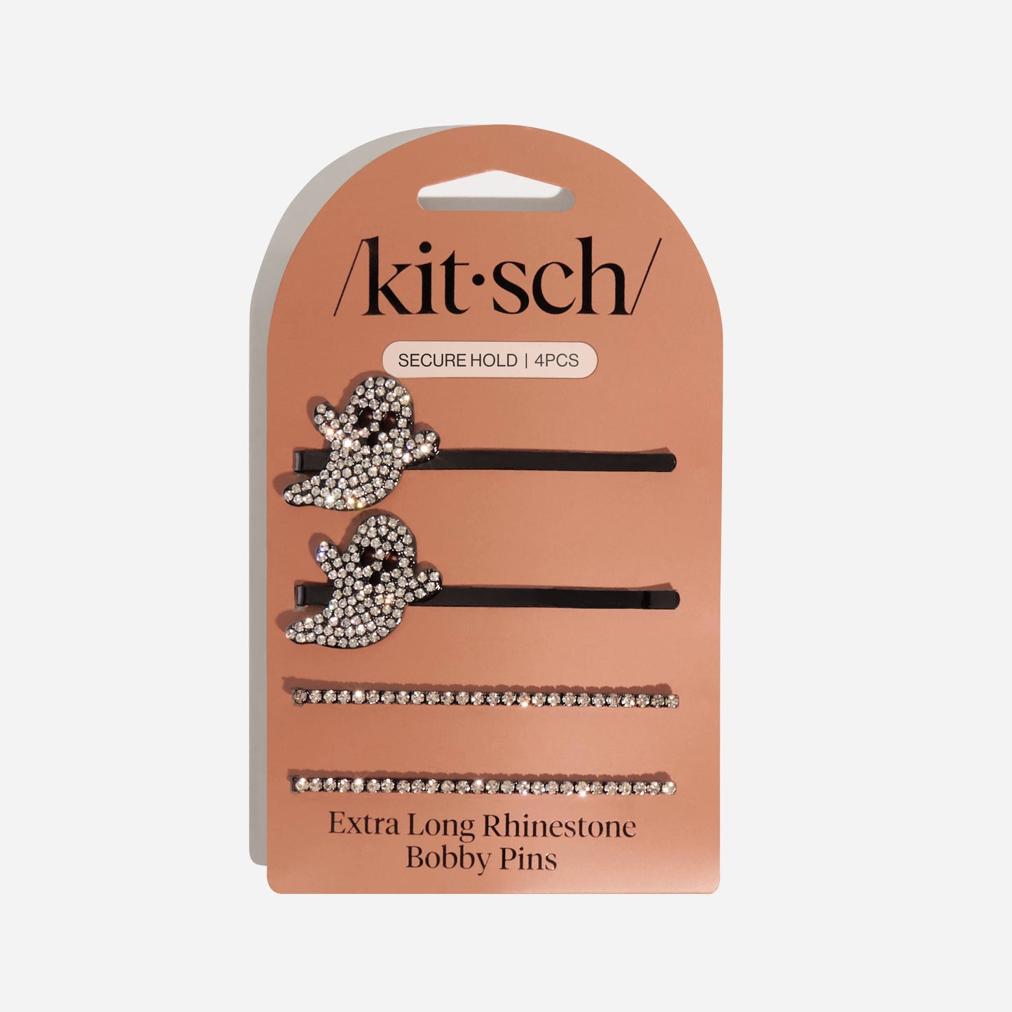 Extra Long Metal Rhinestone Bobby Pins 4pc Set - Ghost