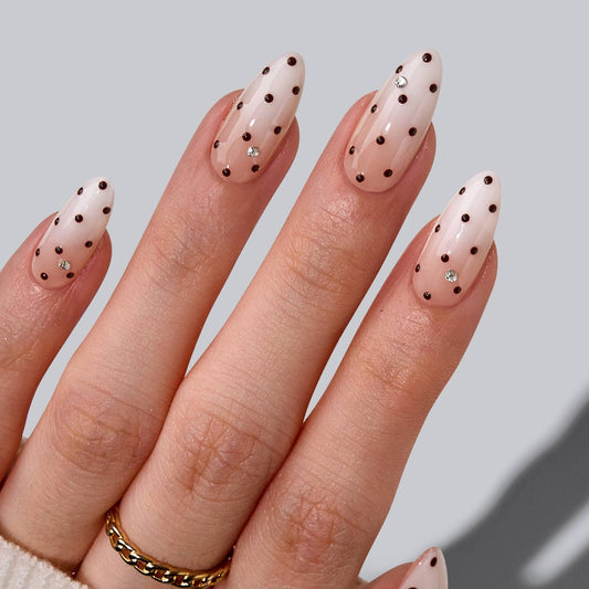 3D Polka Dot Ombre Artificial Nails - Medium Almond Press On: Gala Polka