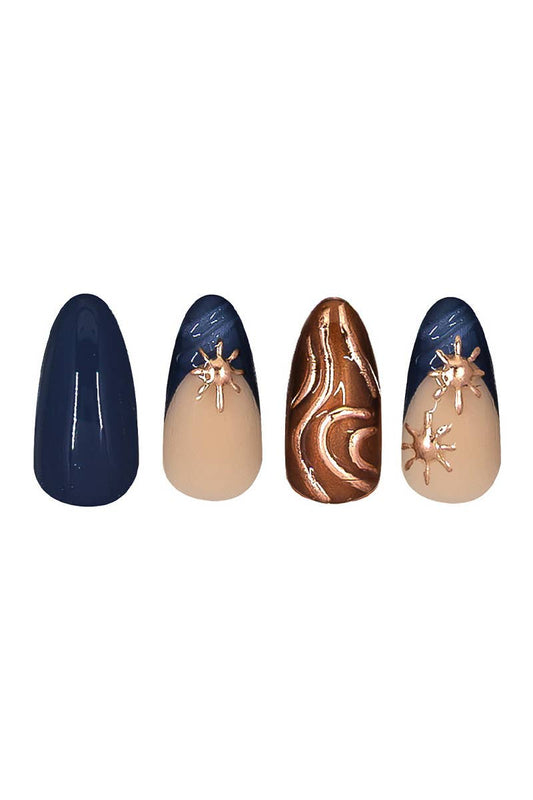 CALA Nail Art Royal Gold & Blue Press on Nail Kit