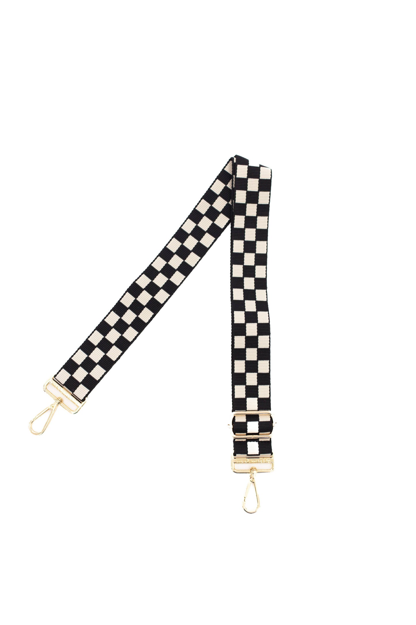 Lizzie Checkered Adjustable Bag Strap: Black