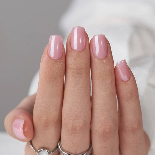 Pink Glazed Pure Press On Nails - BTArtbox Square Fake Nails