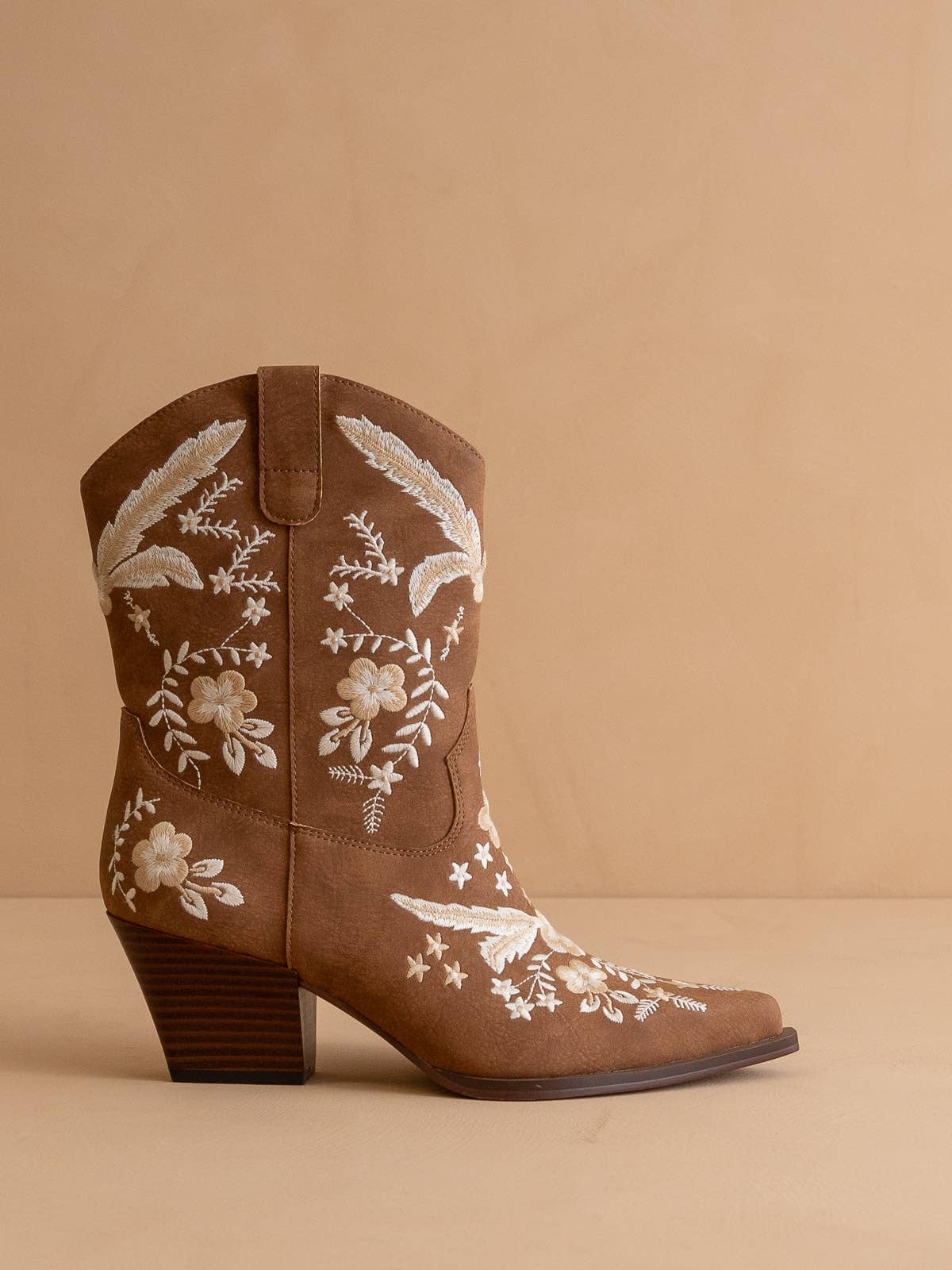 The Bailey | Cocoa Embroidered Cowboy Bootie