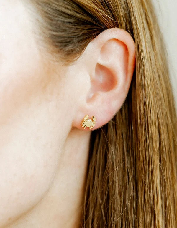Crab Screw Back Stud Earrings