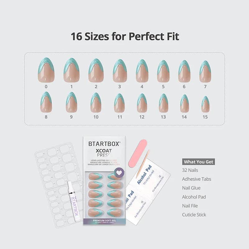 Summer Beach Blue Fake Nails-3D Starfish: Tide Play Pedi