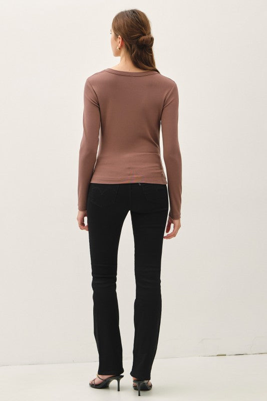 Ultra Soft Scoop Neck Long Sleeve – Mocha