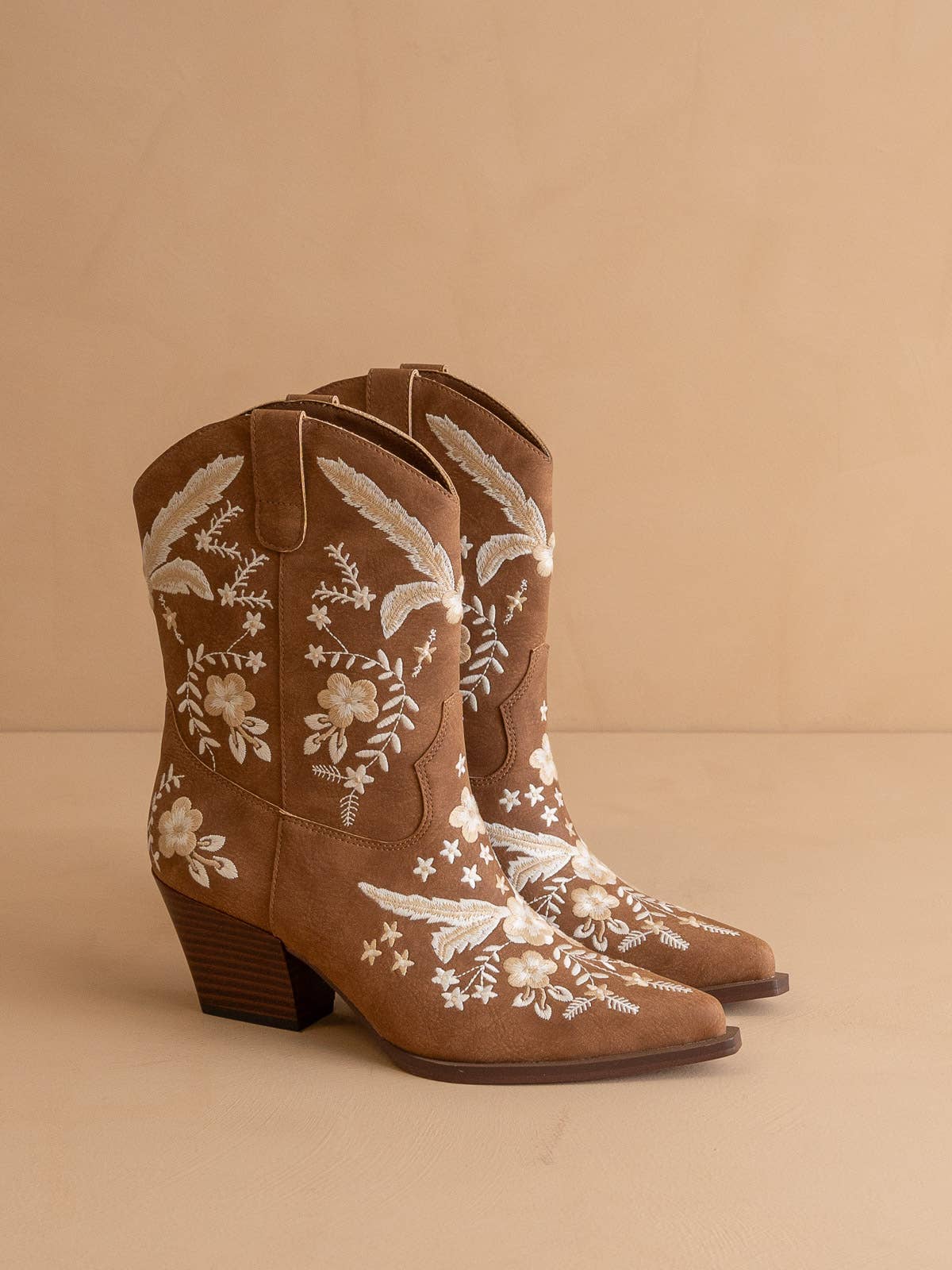 The Bailey | Cocoa Embroidered Cowboy Bootie