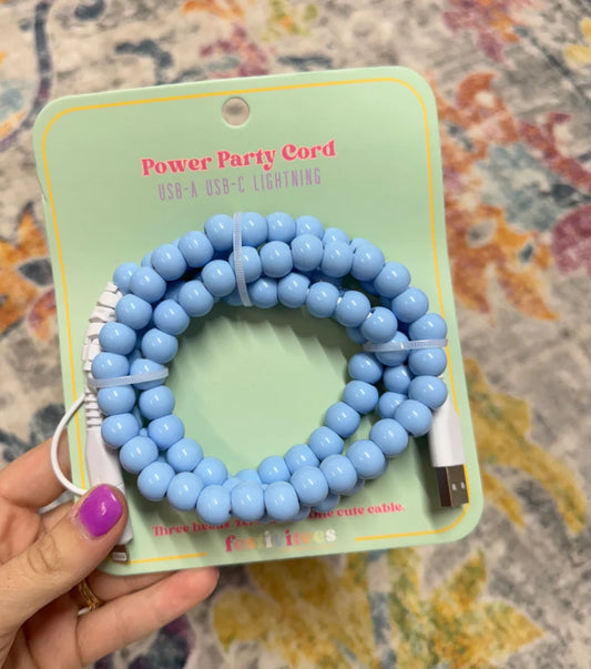 Sky Blue Beaded Charger – 3-in-1 USB/USB-C/Lightning