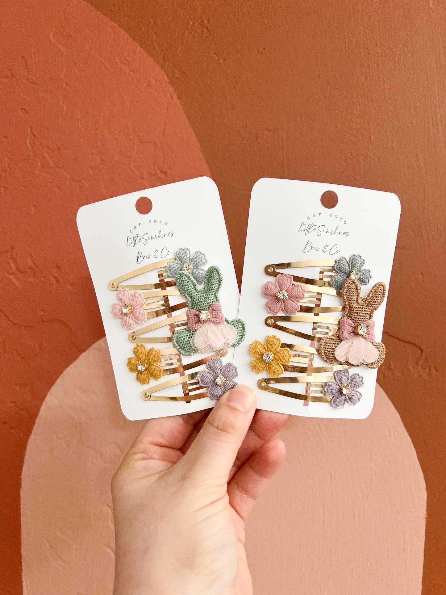 Bunny Easter Hair Clips- Set of 5: Brown Bunny Set