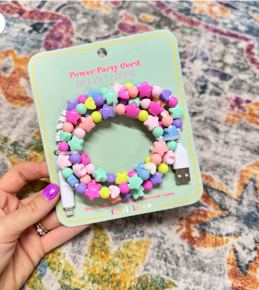 Rainbow Star Beaded Charger – 3-in-1 USB/USB-C/Lightning