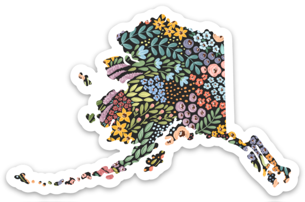 Alaska State Floral Sticker Black Floral