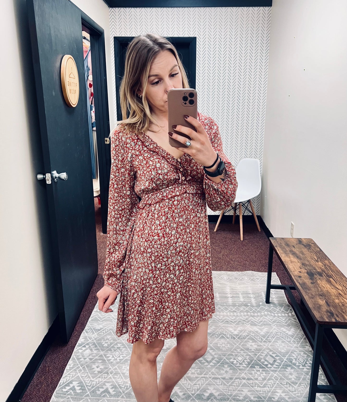 Rust Floral Dress
