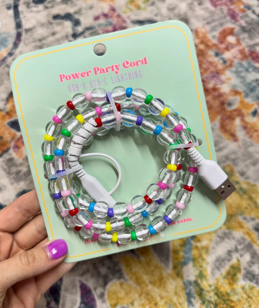 Clear Rainbow Beaded Charger – 3-in-1 USB/USB-C/Lightning