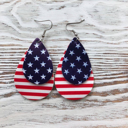 4th Of July Teardrop Patriotic Earrings
