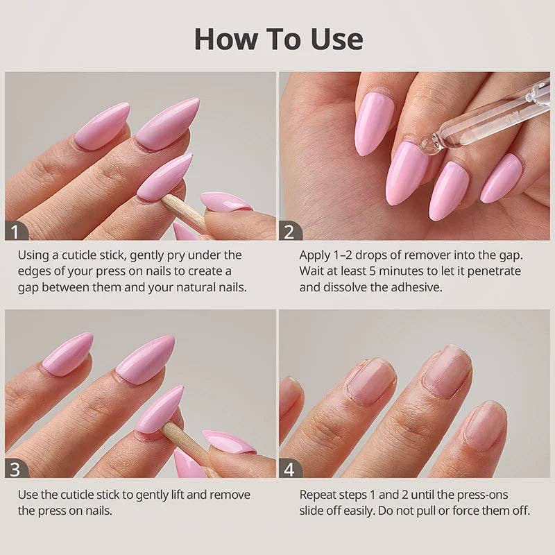Press-On Nail Glue Remover 30ml-Acetone Free Gentle Remover
