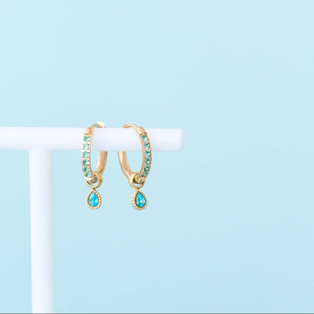 Teardrop Gemstone Huggie Charms