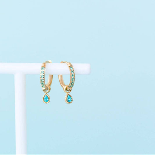 Teardrop Gemstone Huggie Charms