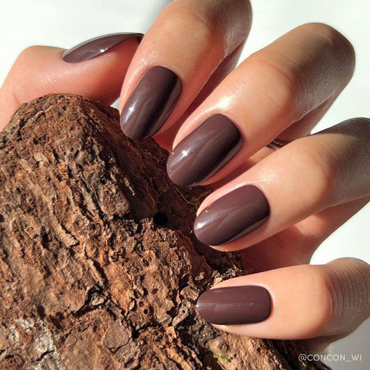 Bark Brown Press-On Nails | Fall Solids | Short Round