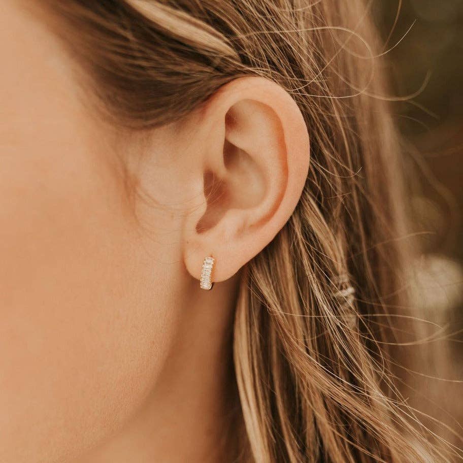 Ivy Diamond Hoops: Gold