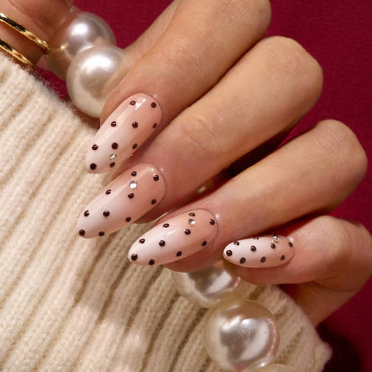 3D Polka Dot Ombre Artificial Nails - Medium Almond Press On: Gala Polka