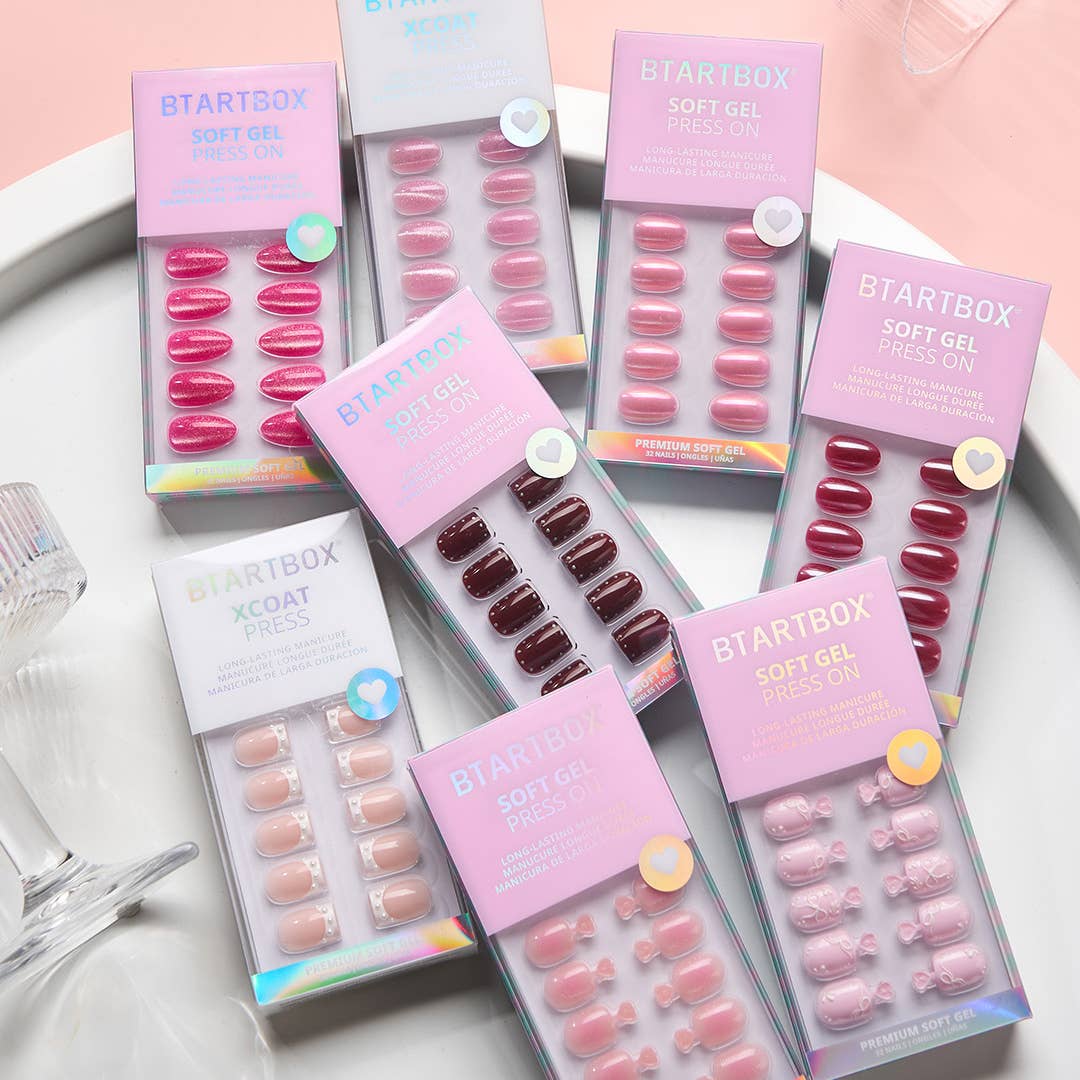 Pink Cat Eye Glossy Almond Nails - French Fake Nails Kit: Late Plans
