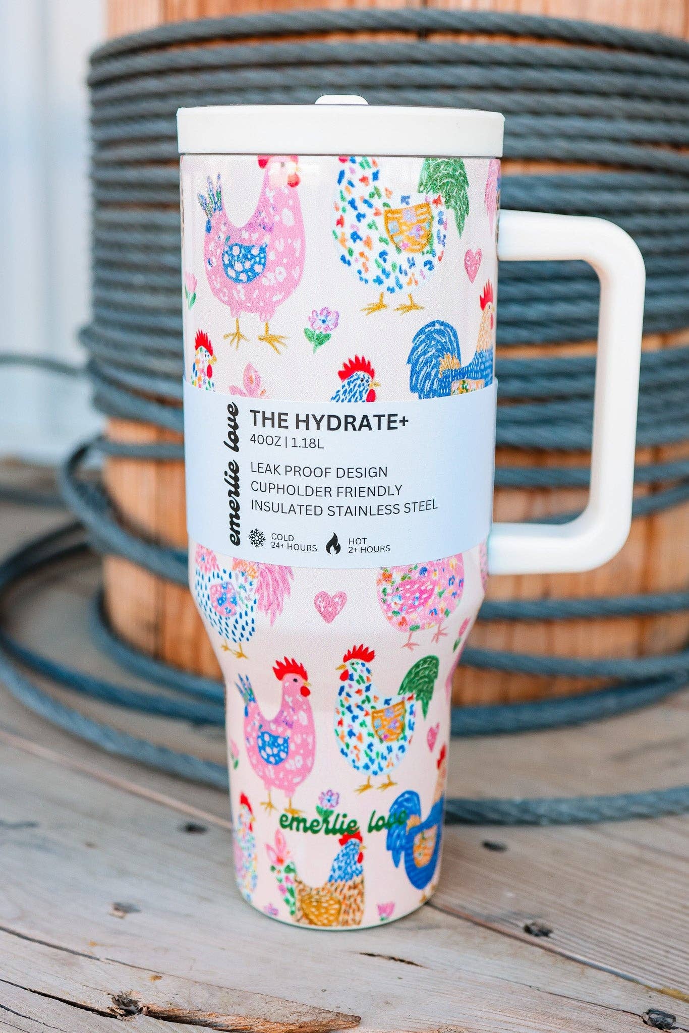 The Hydrate+ 40oz Tumbler - Fiesta Chickens