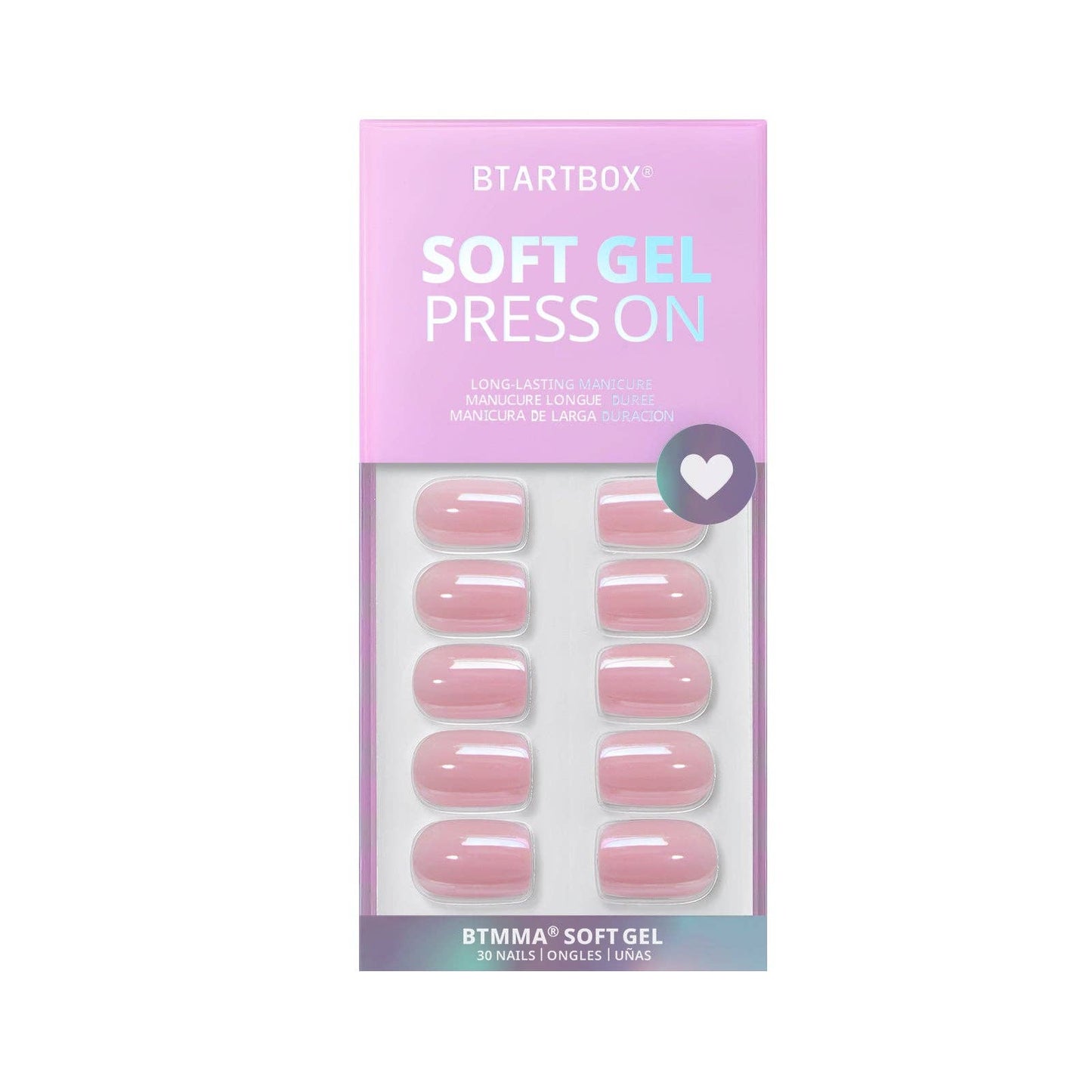 Pink Glazed Pure Press On Nails - BTArtbox Square Fake Nails