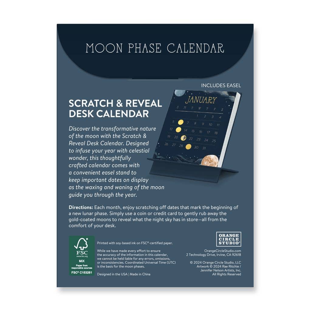 2025 Moon Phases Scratch & Reveal Desk Calendar