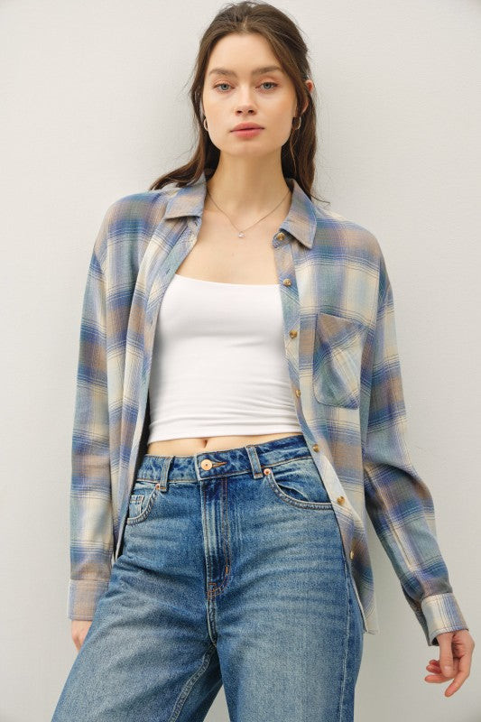 Blue Haze Plaid Button Down