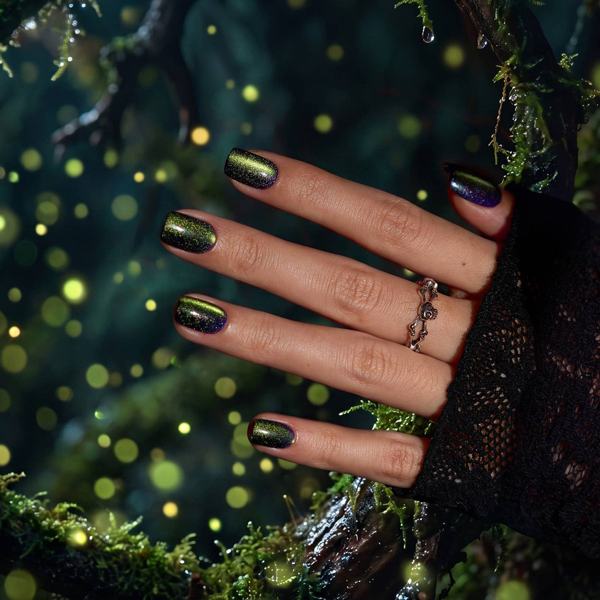 Gothic 3D Cat Eye Nails: Firefly Magic