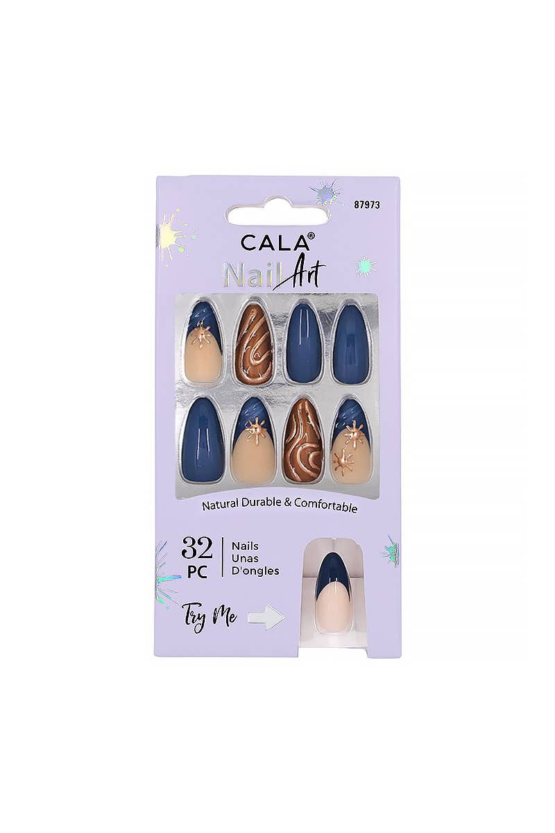 CALA Nail Art Royal Gold & Blue Press on Nail Kit