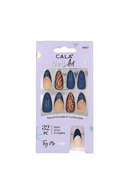CALA Nail Art Royal Gold & Blue Press on Nail Kit