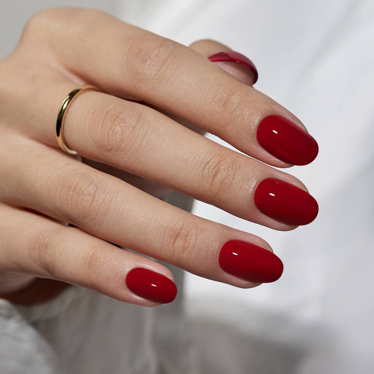 Short Square Pure Pink Fake Nails -Cardinal