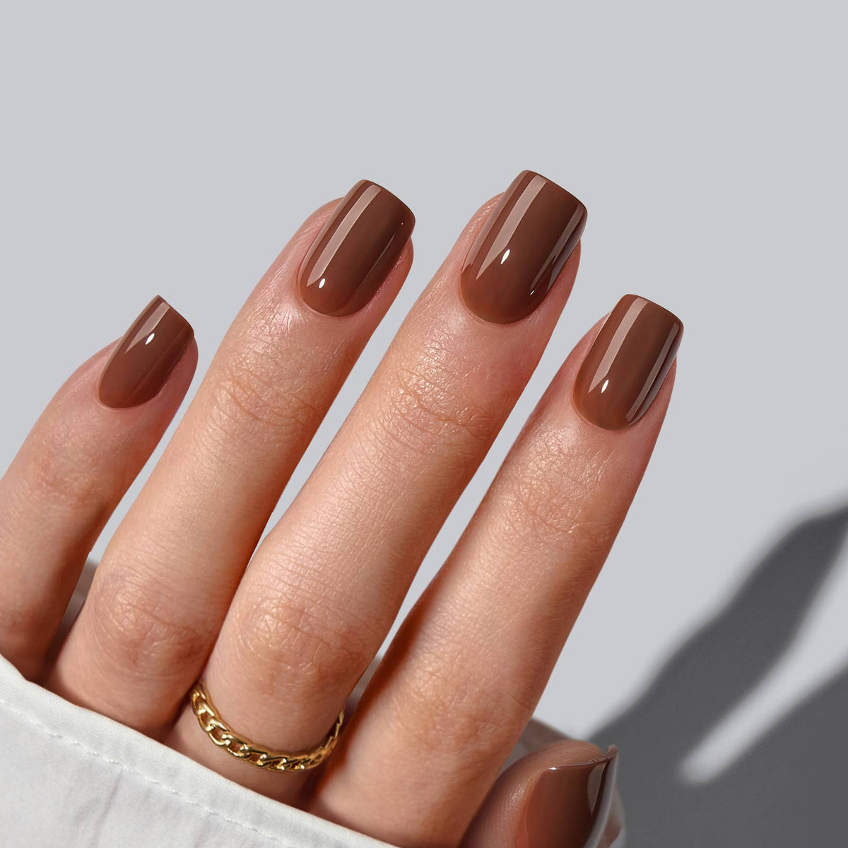 Press On Nails | Short Almond Square Brown: Bold Brew