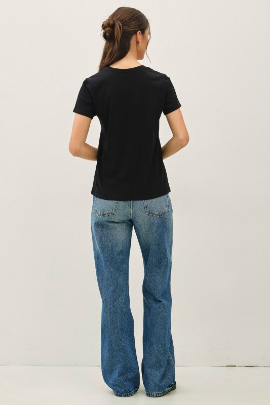 Classic Cotton V-Neck Tee – Black