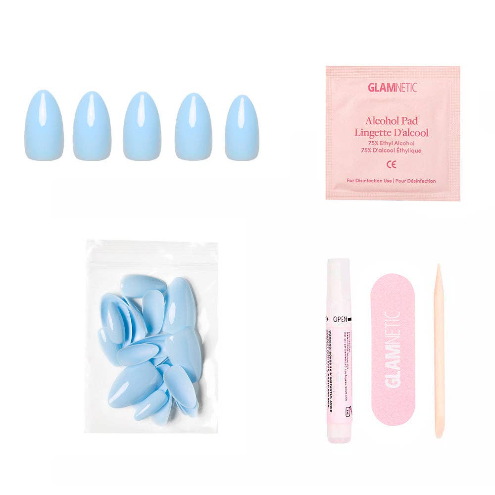 Soft Blue Press-On Nails | Short Almond Solid Nail