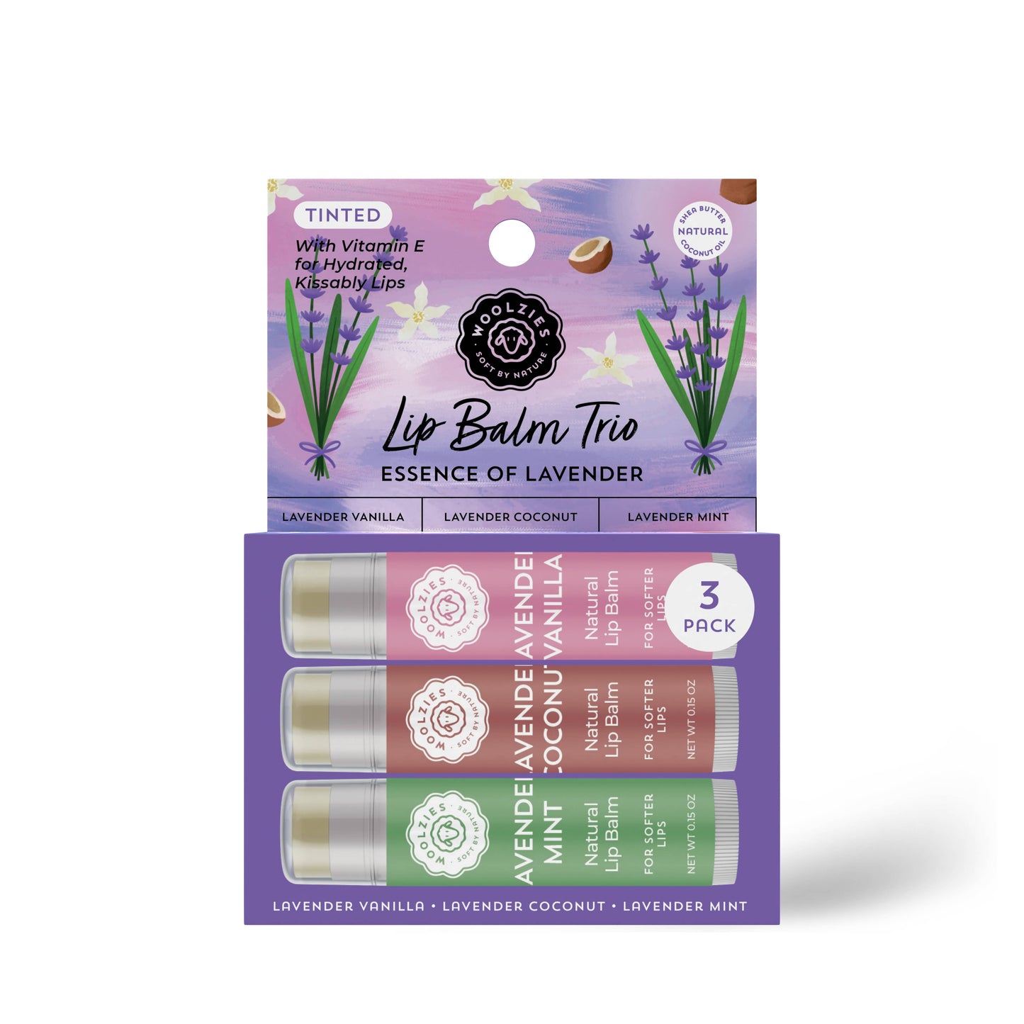 Natural Shea Butter Lip Balm Trio – Essence of Lavender