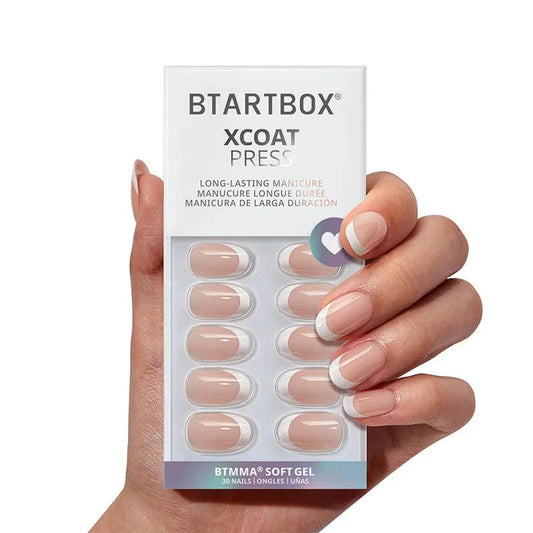 Short Oval French Tip Nails Press On - 30 Stick On Nails Kit