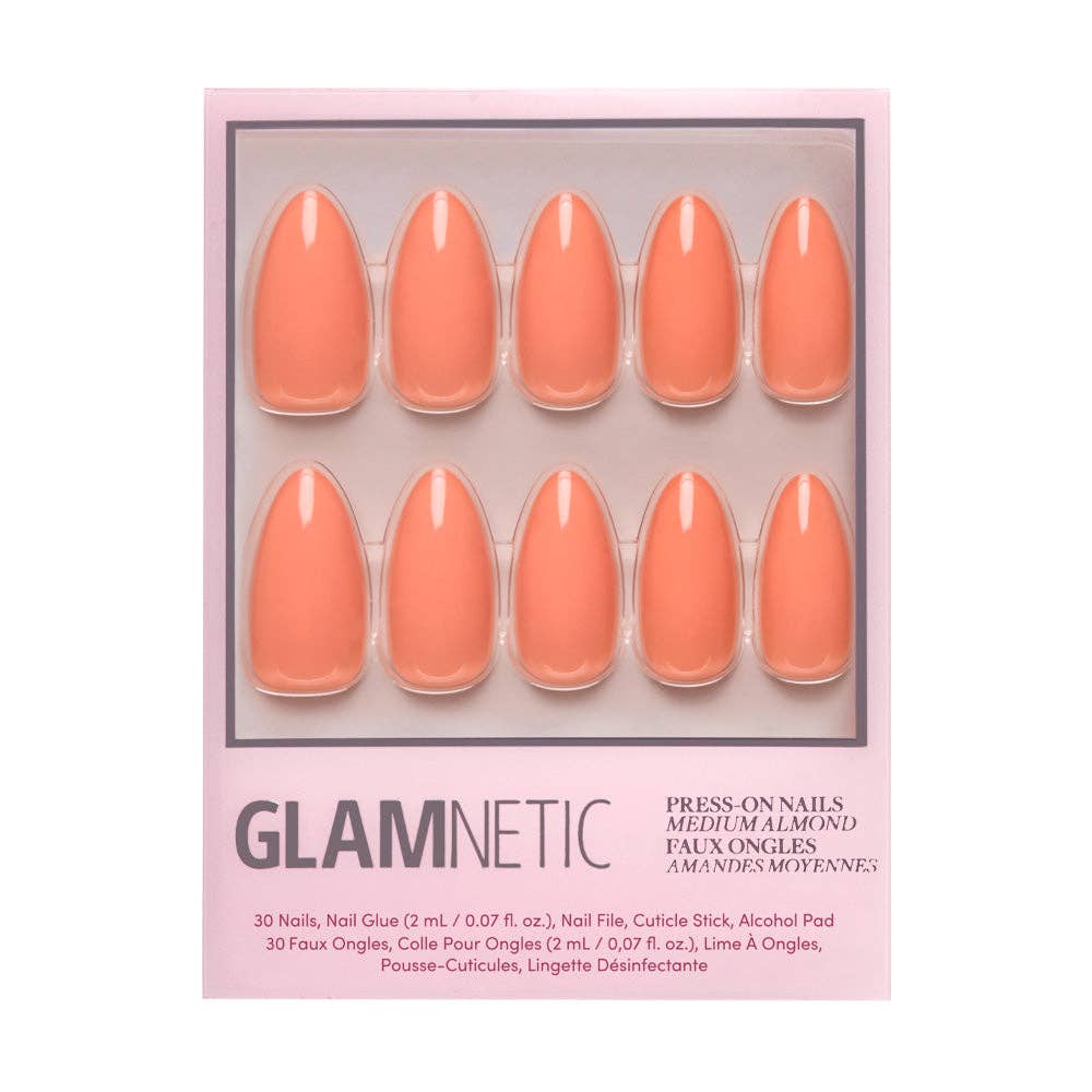Soft Tangerine Press-On Nails | Medium Almond Solid Nail