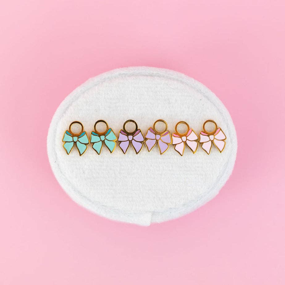 Bow Huggie Charms: Pink
