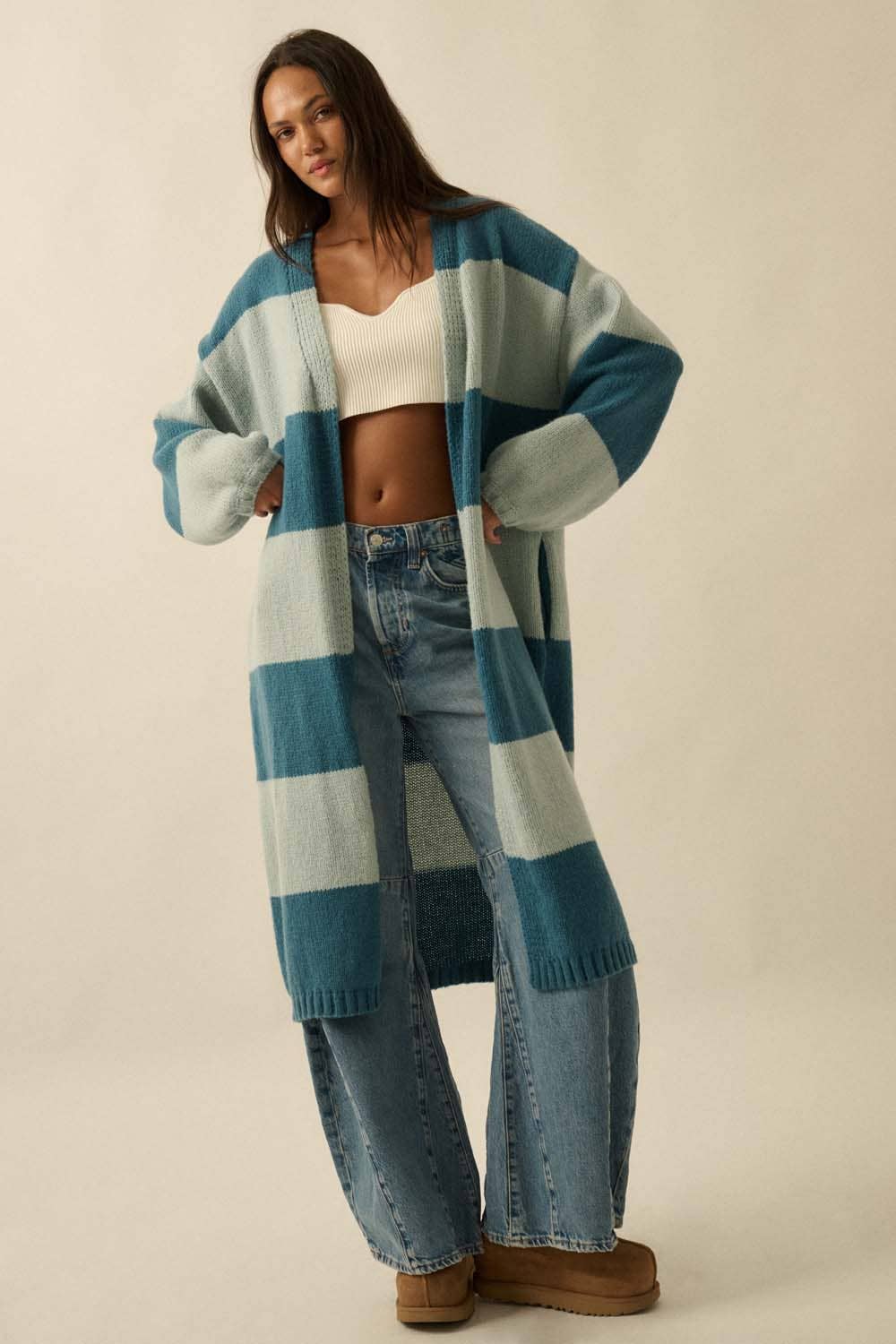 Coastal Stripe Oversized Knit Cardigan
