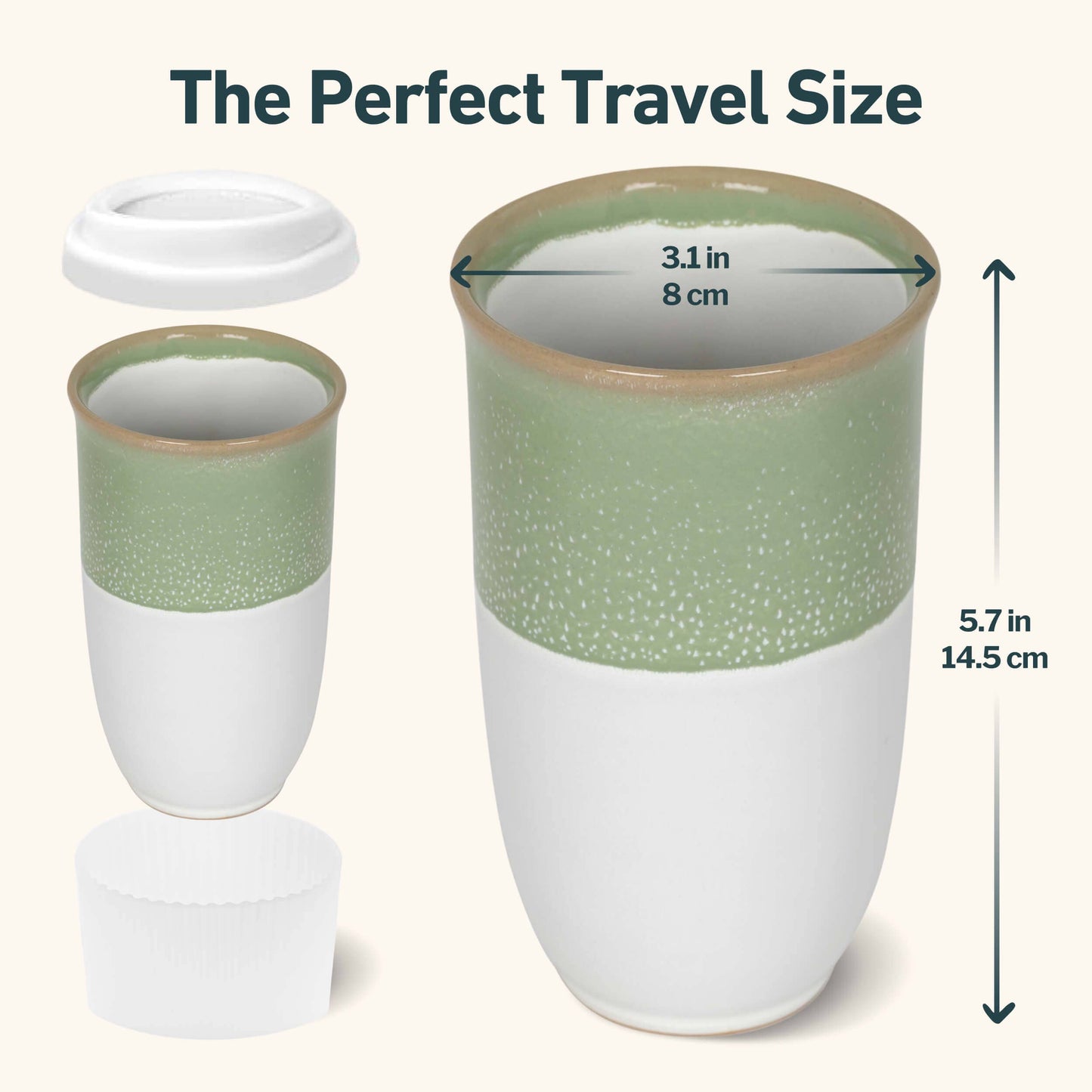 Sage Green Ceramic Travel Mug – 16oz Reusable Cup